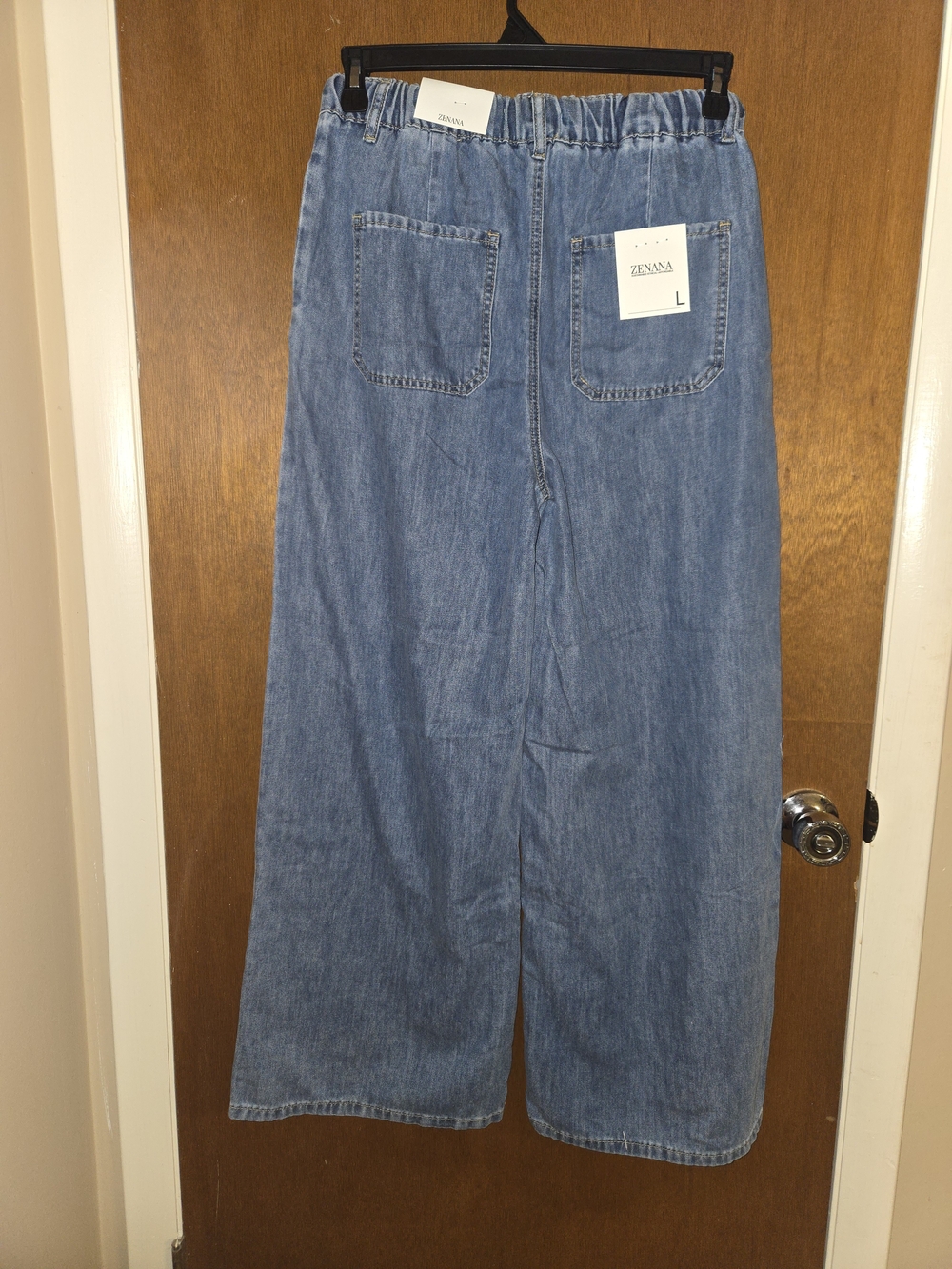 Zenana Wide Leg Drawstring Denim Jeans - Picture 2 of 2